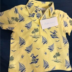 Ralph Lauren Kids Polo in Yellow with Blue Nautical Print